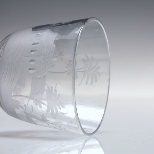GEORGIAN ENGRAVED OPAQUE TWIST WINE GLASS C1760 - ADDITIONAL PHOTO 7