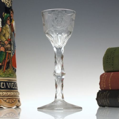 18th century jacobite facet cut wine glass c1780 - CATEGORY: ANTIQUE GLASS - DATED 1750