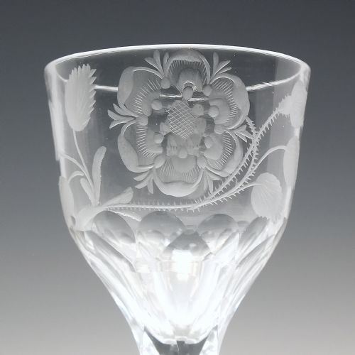 18TH CENTURY JACOBITE FACET CUT WINE GLASS C1780 - ADDITIONAL PHOTO 3