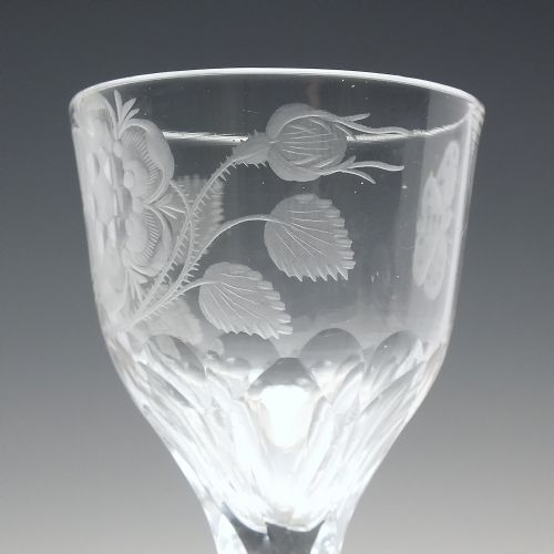 18TH CENTURY JACOBITE FACET CUT WINE GLASS C1780 - ADDITIONAL PHOTO 4