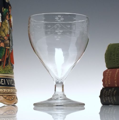 georgian engraved glass rummer with ovoid bowl c1780 - CATEGORY: ANTIQUE GLASS - DATED 1750