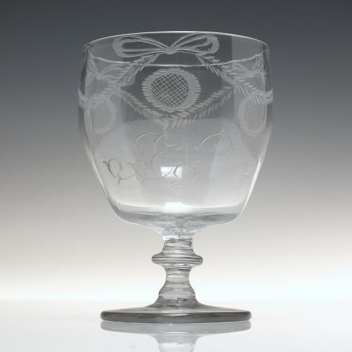 18TH CENTURY ENGRAVED GLASS RUMMER C1780 - ADDITIONAL PHOTO 1