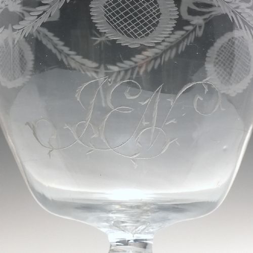 18TH CENTURY ENGRAVED GLASS RUMMER C1780 - ADDITIONAL PHOTO 2