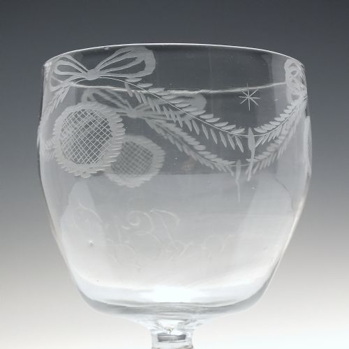 18TH CENTURY ENGRAVED GLASS RUMMER C1780 - ADDITIONAL PHOTO 3