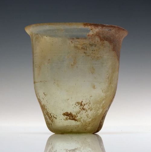 ROMAN GLASS BEAKER WITH WHEEL CUT BANDS 1ST 2ND CENTURY CE - ADDITIONAL PHOTO 1