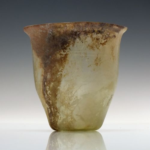 ROMAN GLASS BEAKER WITH WHEEL CUT BANDS 1ST 2ND CENTURY CE - ADDITIONAL PHOTO 2
