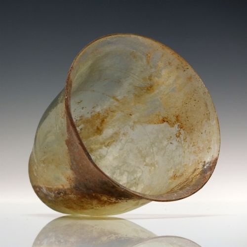 ROMAN GLASS BEAKER WITH WHEEL CUT BANDS 1ST 2ND CENTURY CE - ADDITIONAL PHOTO 3