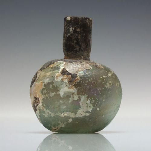 iridescent roman glass bottle 3rd 4th century ce - CATEGORY: ANTIQUE GLASS - DATED BEFORE 1700