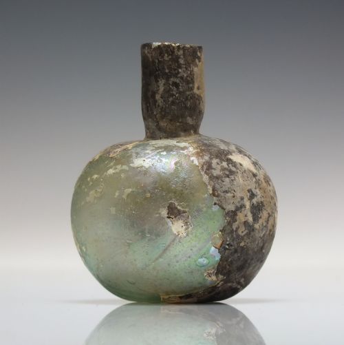 IRIDESCENT ROMAN GLASS BOTTLE 3RD 4TH CENTURY CE - ADDITIONAL PHOTO 1