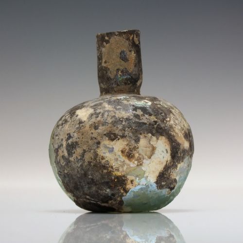 IRIDESCENT ROMAN GLASS BOTTLE 3RD 4TH CENTURY CE - ADDITIONAL PHOTO 2