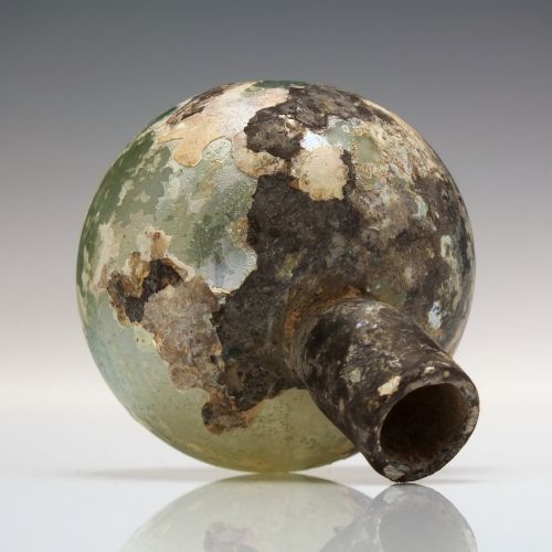 IRIDESCENT ROMAN GLASS BOTTLE 3RD 4TH CENTURY CE - ADDITIONAL PHOTO 6