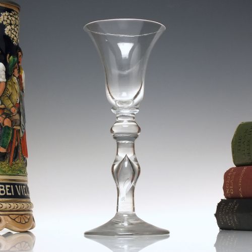 georgian balustroid wine glass c174 - CATEGORY: ANTIQUE GLASS - DATED 1750