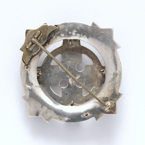 LARGE ANTIQUE SCOTTISH CELTIC SHIELD SILVER AGATE BROOCH C1880 - ADDITIONAL PHOTO 1