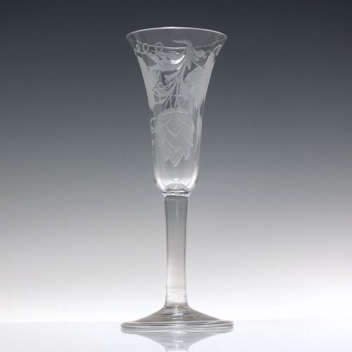 GEORGIAN ENGRAVED PLAIN STEM ALE GLASS C1740 - ADDITIONAL PHOTO 1