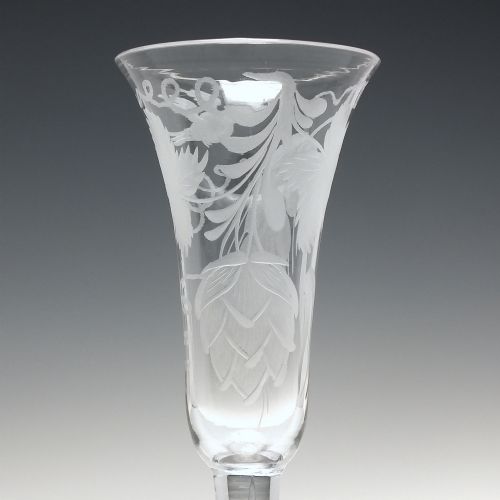 GEORGIAN ENGRAVED PLAIN STEM ALE GLASS C1740 - ADDITIONAL PHOTO 3