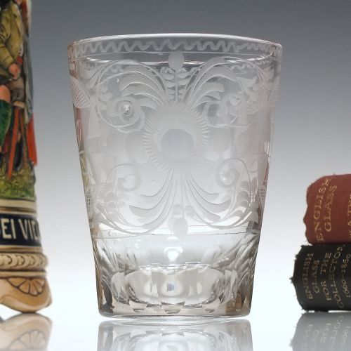 18th century engraved glass tumbler c1770 - CATEGORY: ANTIQUE GLASS - DATED 1750