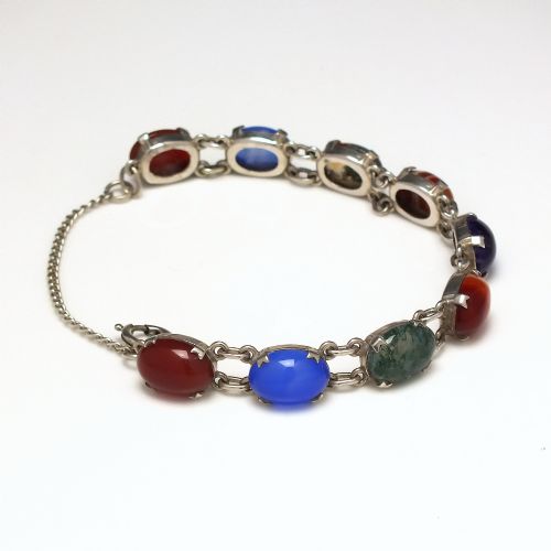 EXCEPTIONAL ANTIQUE SILVER AND SCOTTISH AGATE BRACELET C1920 - ADDITIONAL PHOTO 1