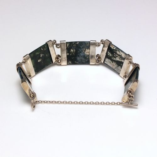 ANTIQUE SCOTTISH SILVER MOSS AGATE BRACELET C1920 - ADDITIONAL PHOTO 1