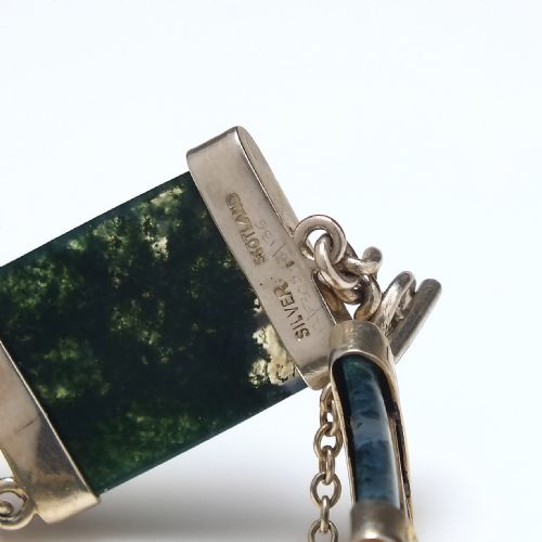 ANTIQUE SCOTTISH SILVER MOSS AGATE BRACELET C1920 - ADDITIONAL PHOTO 3