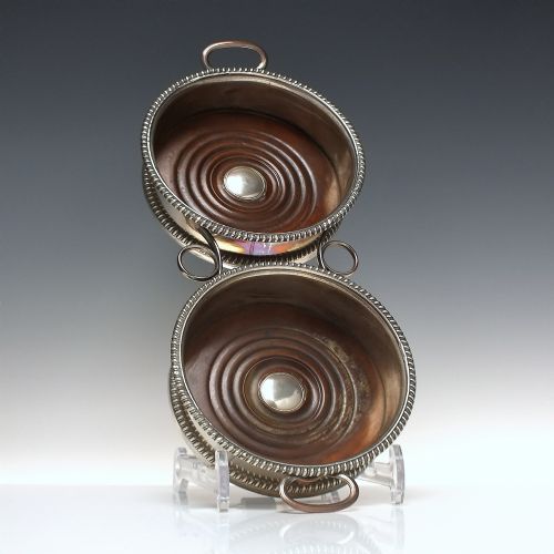 PAIR VICTORIAN SILVER PLATED ADJOINED DECANTER STANDS OR WINE BOTTLE COASTERS C1870 - ADDITIONAL PHOTO 1