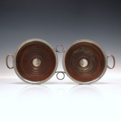 PAIR VICTORIAN SILVER PLATED ADJOINED DECANTER STANDS OR WINE BOTTLE COASTERS C1870 - ADDITIONAL PHOTO 3