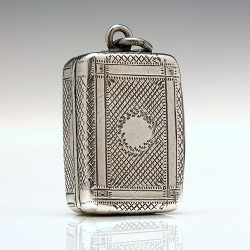 georgian silver vinaigrette with ornate gilt feather foliate grill birmingham 1819 - CATEGORY: ANTIQUE SILVER - DATED 1800