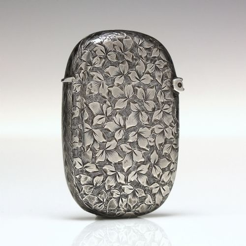VICTORIAN SOLID SILVER VESTA CASE WITH ENGRAVED IVY 1894 - ADDITIONAL PHOTO 2