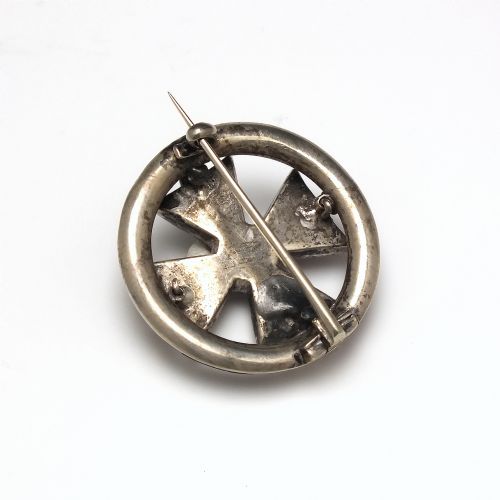 ANTIQUE VICTORIAN SCOTTISH CELTIC SHIELD SILVER GEMSTONE BROOCH C1880 - ADDITIONAL PHOTO 2