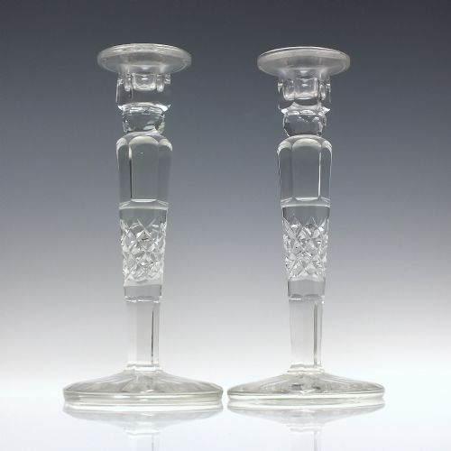 pair of edwardian crystal glass candlesticks c1910 - CATEGORY: ANTIQUE LIGHTING - DATED 1910