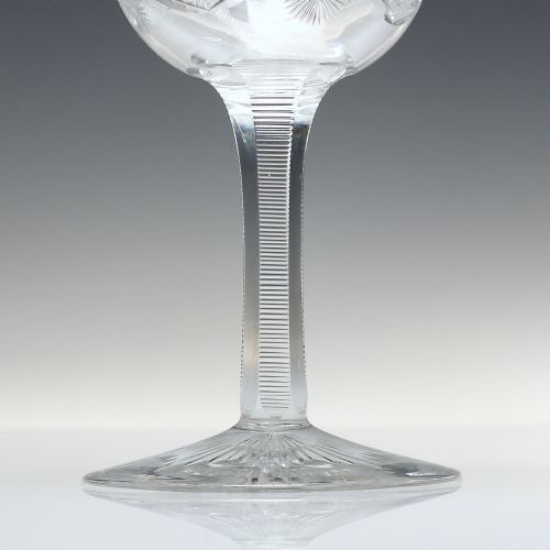 PAIR VICTORIAN ENGRAVED WINE GLASS GOBLETS C1880 - ADDITIONAL PHOTO 2