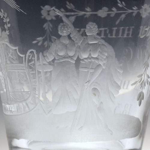 PROVINCIAL GRAND MASTER COMPANY OF ODD FELLOWS ENGRAVED GLASS RUMMER C1837 - ADDITIONAL PHOTO 7