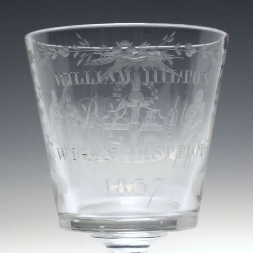 PROVINCIAL GRAND MASTER COMPANY OF ODD FELLOWS ENGRAVED GLASS RUMMER C1837 - ADDITIONAL PHOTO 8