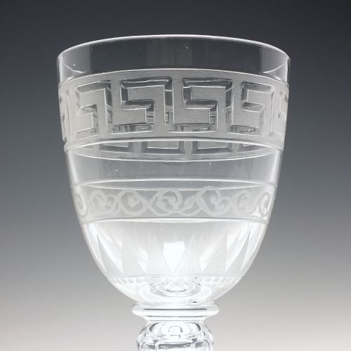 PAIR OF ENGRAVED 19TH CENTURY RICHARDSON STOURBRIDGE GLASS WINE GOBLETS C1880 - ADDITIONAL PHOTO 1