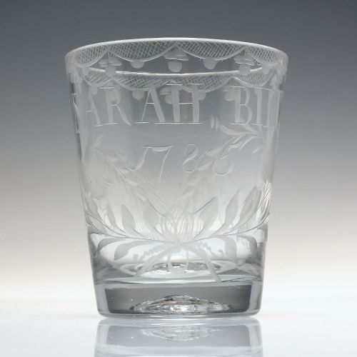 18th century engraved ale glass tumbler c1785 - CATEGORY: ANTIQUE GLASS - DATED 1750