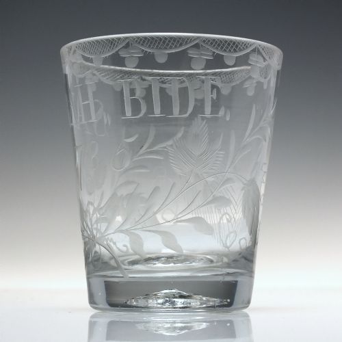 18TH CENTURY ENGRAVED ALE GLASS TUMBLER C1785 - ADDITIONAL PHOTO 2