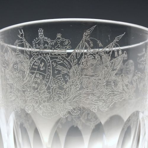 VICTORIAN DIAMOND POINT HERALDIC ENGRAVED GLASS TUMBLER C1860 - ADDITIONAL PHOTO 6