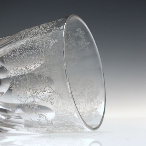VICTORIAN DIAMOND POINT HERALDIC ENGRAVED GLASS TUMBLER C1860 - ADDITIONAL PHOTO 7