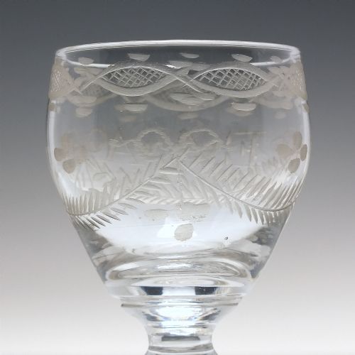 PAIR ANTIQUE 18TH CENTURY ENGRAVED GIN OR PORT GLASSES C1790 - ADDITIONAL PHOTO 3