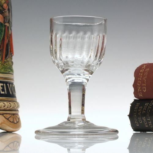 georgian rib moulded dram glass c1760 - CATEGORY: ANTIQUE GLASS - DATED 1750