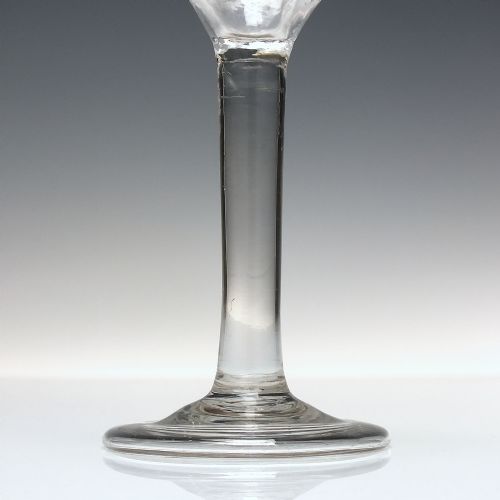 GEORGIAN ENGRAVED PLAIN STEM WINE GLASS WITH FOLDED FOOT C1740 - ADDITIONAL PHOTO 2