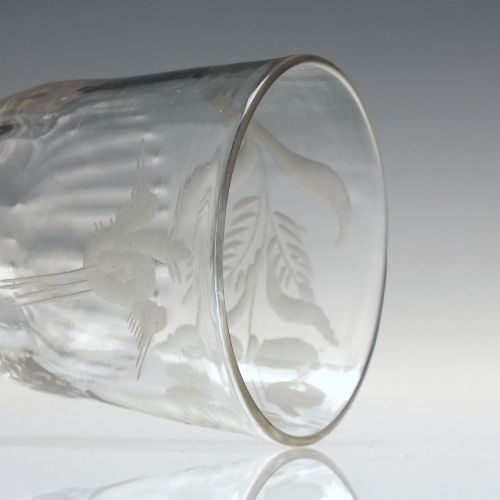 GEORGIAN ENGRAVED PLAIN STEM WINE GLASS WITH FOLDED FOOT C1740 - ADDITIONAL PHOTO 7