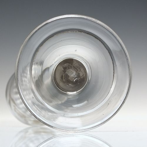 GEORGIAN ENGRAVED PLAIN STEM WINE GLASS WITH FOLDED FOOT C1740 - ADDITIONAL PHOTO 8