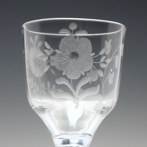 RARE ENGRAVED 18TH CENTURY AIR TWIST WINE GLASS C1750 - ADDITIONAL PHOTO 4