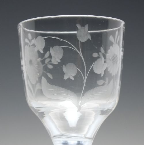RARE ENGRAVED 18TH CENTURY AIR TWIST WINE GLASS C1750 - ADDITIONAL PHOTO 5