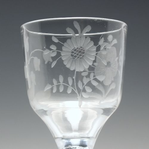 RARE ENGRAVED 18TH CENTURY AIR TWIST WINE GLASS C1750 - ADDITIONAL PHOTO 6
