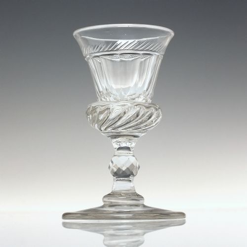 PAIR GEORGIAN GADROONED THISTLE DRAM GLASSES C1820 - ADDITIONAL PHOTO 1