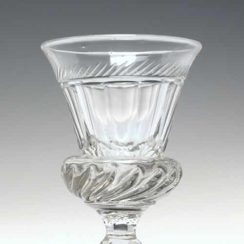 PAIR GEORGIAN GADROONED THISTLE DRAM GLASSES C1820 - ADDITIONAL PHOTO 3