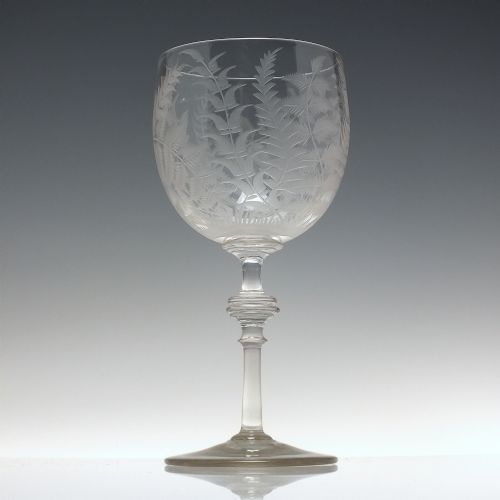 VICTORIAN ENGRAVED WINE GLASS GOBLET C1880 - ADDITIONAL PHOTO 1