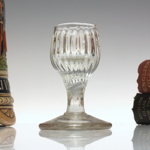 rare georgian rib moulded dram glass c1760 - CATEGORY: ANTIQUE GLASS - DATED 1750