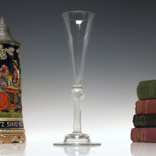 tall victorian air twist champagne flute c1900 - CATEGORY: ANTIQUE GLASS - DATED 1900